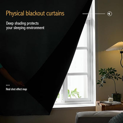 AJAZZ Self Adhesive Curtains 100% Blackout Shades Window Cover Sticky Curtain - Image 4