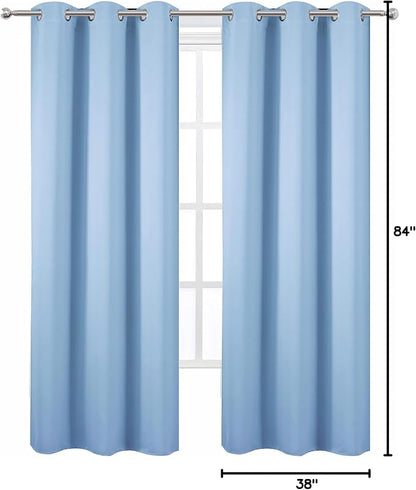 LEMOMO Sky Blue Thermal Blackout Curtains/38 x 84 Inch/Set of 2 Panels Room - Image 9