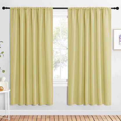 NICETOWN Bedroom Window Curtain Panels, Paler Yellow, 2 Panels, 62 in x 72 in by NICETOWN
