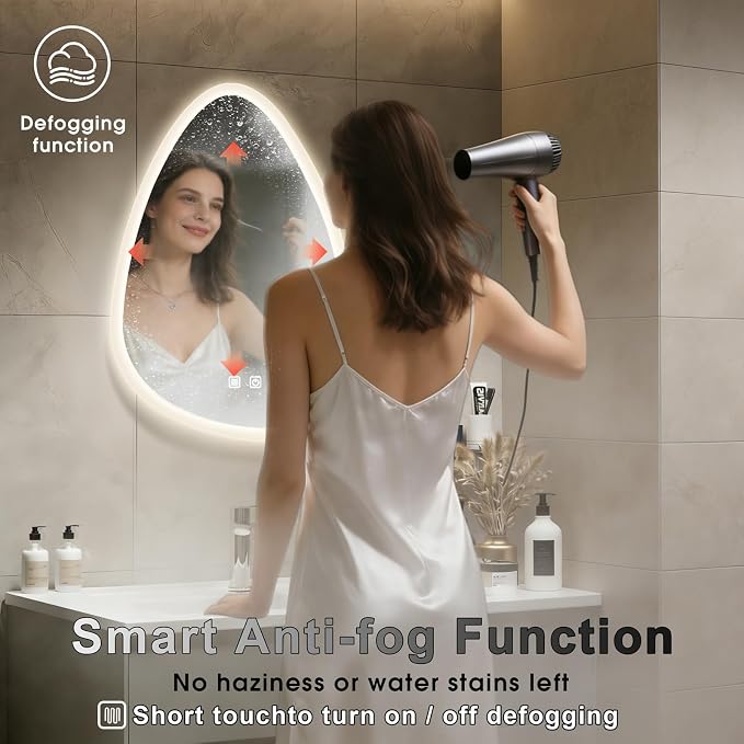 20x28 LED Bathroom Mirror with Lights Irregular, Lighted Bathroom Vanity Mirror - Image 4