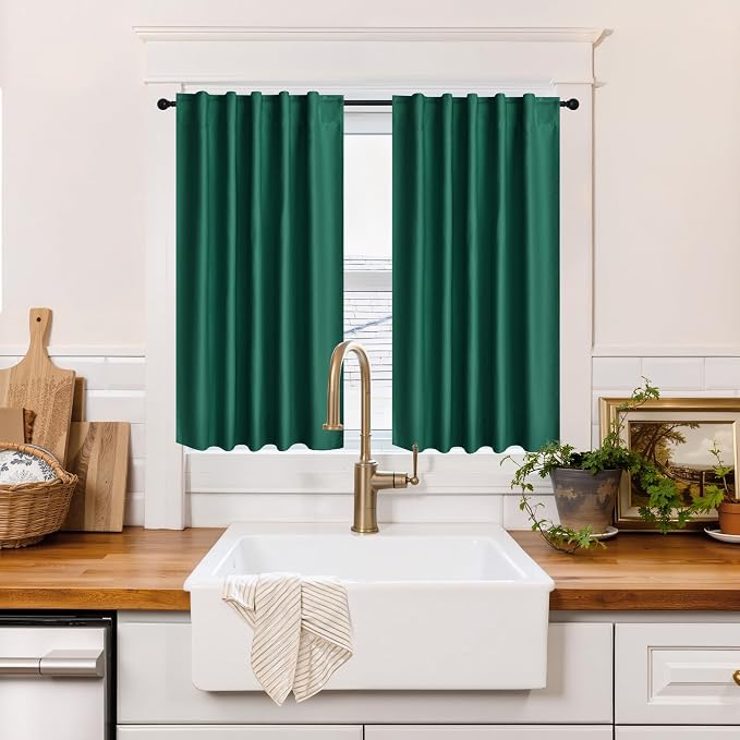 RYB HOME 100% Blackout Basement Curtains 36 inches Long, Heat & UV Blocking by RYBHOME