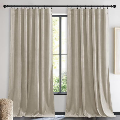 NICETOWN Camel Velvet Curtains 84 Inch Long 62 Wide, Rod Pocket Room Darkening - Image 3