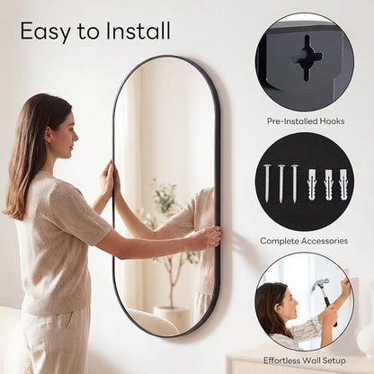 DUMOS 24" x 48" Oval Bathroom Mirror, Tempered Glass, Morden Vanity Mirror - Image 5