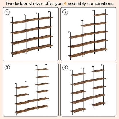HOOBRO DIY Ladder Shelf, 6-Tier Wall Mounted Bookshelf, Office Vertical Bookcase - Image 6