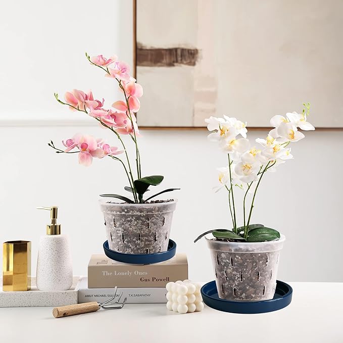 Ceramic Plant Saucer Plant Pot Tray 2 Pack 4.7 6 7 8 9 10 12 13 15 inch Blue, Planter Water Drip Trays for Plant Saucers Indoors, Thick Durable Sturdy Flower Pot Saucers for Glazing Pots Base