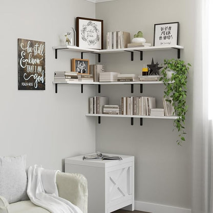 DOLLFIO Floating Shelves, 8 Sets Wall Shelves, Wooden Floating Shelves - Image 6