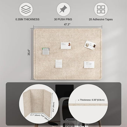 Large Felt Bulletin Board for Wall, Soft Felt Cork Board for Office, Home - Image 2