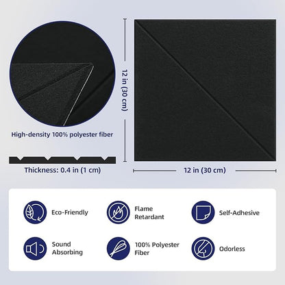 Vieshful 20 Pack Acoustic Panels, Peel & Stick Sound Absorbing Wall Panels - Image 5