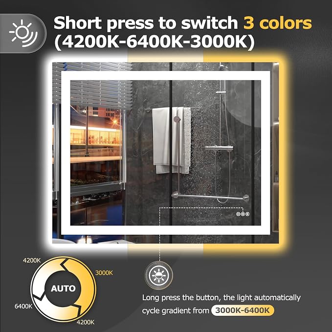 Hivone 40X32 LED Bathroom Mirror - Image 4