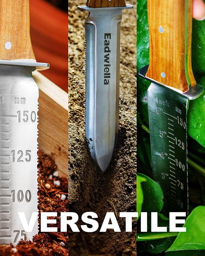 Hori Hori Trowel Knife Japanese Weeding Knife Garden Knife Tool with Sheath for Landscaping Digging, Dividing Plants, Planting Bulbs, Digging Out Weeds, Removing Rocks, Cutting Through Roots