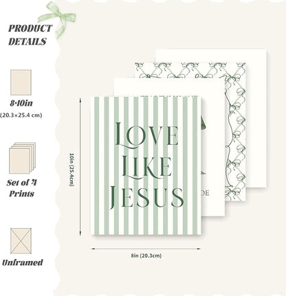 LARTSFRO Coquette Green Bow Jesus Wall Art Decor Posters, Olive Green Bow - Image 2