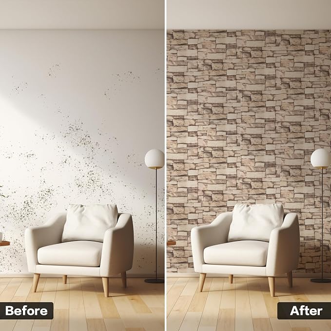 20PCS 3D Wall Panels Peel and Stick Foam, Self-Adhesive Decorative 3D Brick - Image 5