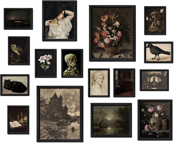 ANERZA 16 PCS Dark Academia Room Decor, Gothic Home Decor, Moody Wall Art Prints by ANERZA