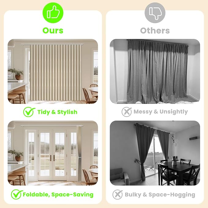 AJAZZ Blackout Accordion Door Curtain 98"x78" Cream Yellow - Image 2