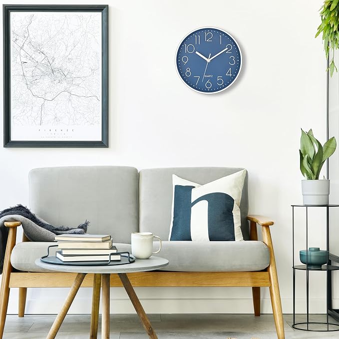 Foxtop 10 Inch Wall Clock Silent Non-Ticking Battery Operated Quartz Round - Image 3