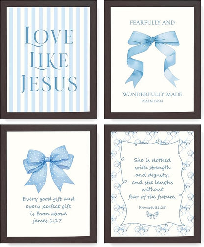 LARTSFRO Coquette Blue Bow Jesus Wall Art Decor Posters, Light Blue Bow Room by Unknown