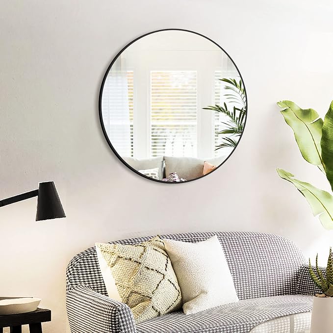 HARRITPURE Round Mirror 15.7" Black Wall Mounted Circle Mirror - Image 9