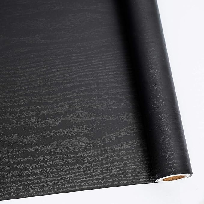 Abyssaly Black Wood Peel and Stick Paper 35.6 in X 118 in Decorative by Abyssaly