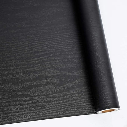 Abyssaly Black Wood Peel and Stick Paper 35.6 in X 118 in Decorative by Abyssaly