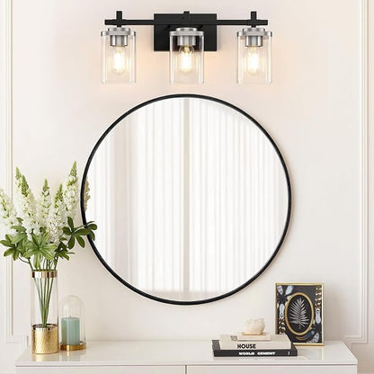 3-Lights Black and Brushed Nickel Bathroom Light Fixtures, Modern Black and - Image 7
