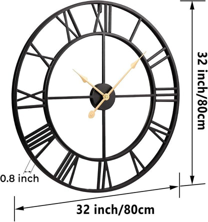 Vantic 32 Inch Large Wall Clock, Roman Numeral Metal Oversized Wall Clocks - Image 9