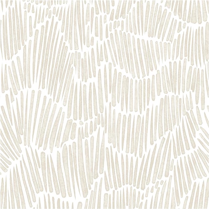 Theper Beige Modern Striped Peel and Stick Wallpaper Boho 17.3"×590" Self by Theper