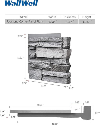 Fogstone Right-Hand Corner Panel Artisan Hand Painted 90-Degree Faux Stone - Image 2