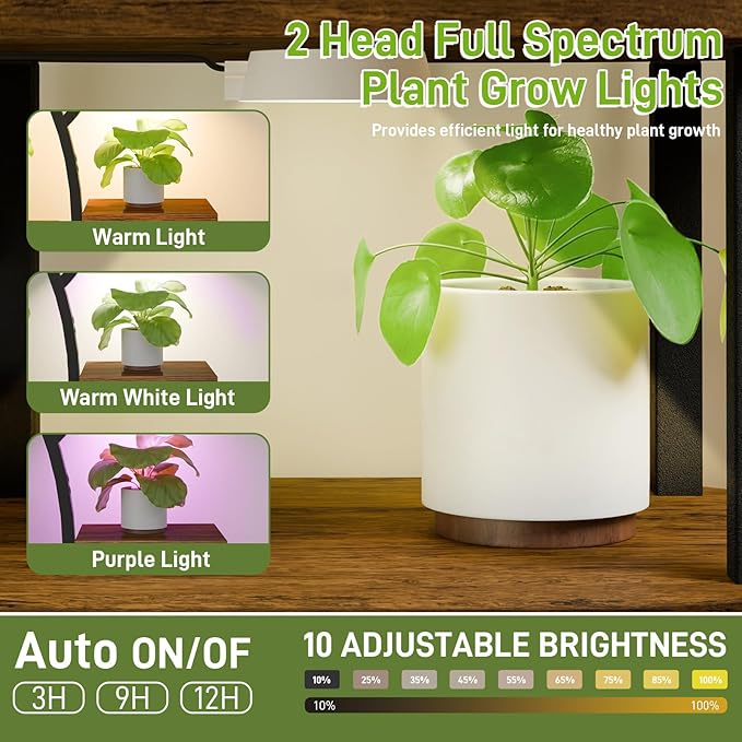 Plant Stand Indoor with Grow Lights, 6 Tier 38.6″ Tall Metal Plant Shelf for Multiple Plants, Plants Shelves Corner Flower Holder, Double U-Shape Plant Rack for Home, Living Room, Patio, Bedroom