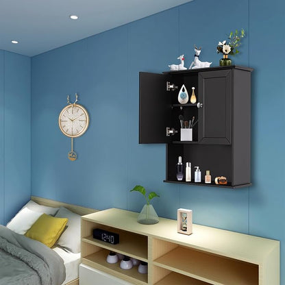 VANIRROR Black Wall Cabinet 24x30 Inch Wooden Over The Toilet Storage Cabinets - Image 8