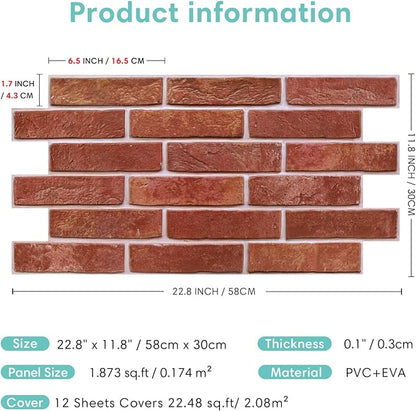Commomy 3D Brick Wall Panels Peel and Stick - Image 7