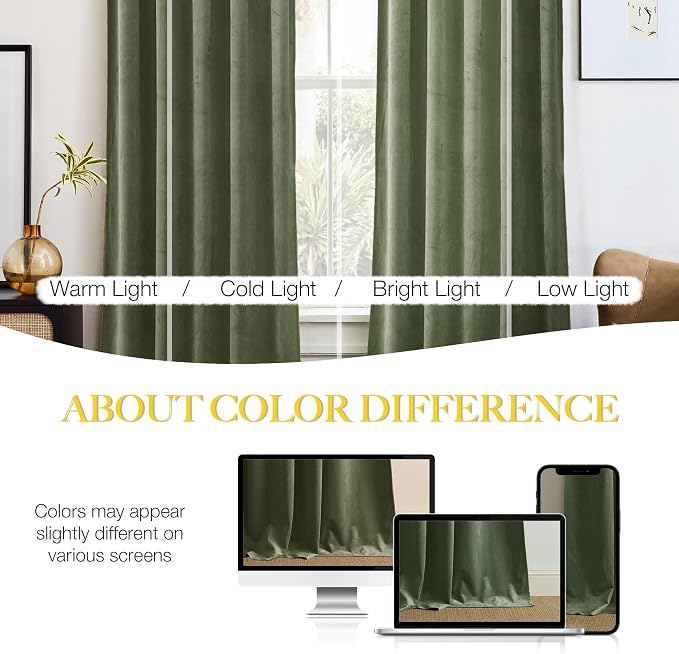 NICETOWN Sage Green Room Darkening Curtains & Drapes 120 inches Long 2 Panels - Image 4