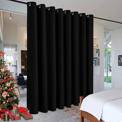 RYB HOME Black Privacy Office Divider Panel Extra Wide Long Curtain, Premium by RYBHOME