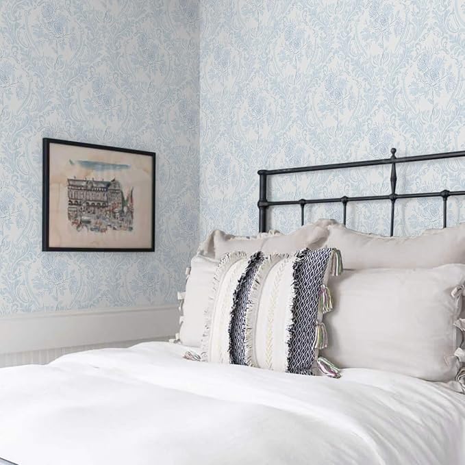 Ismoon Floral Peel and Stick Wallpaper Blue Contact Paper Boho Watercolor - Image 4