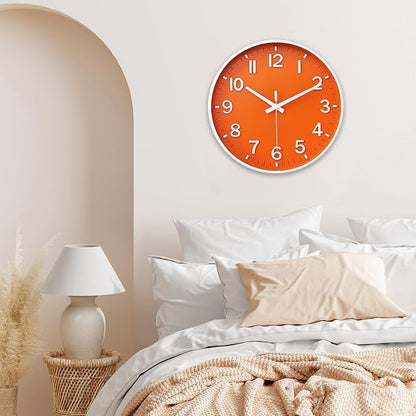 HZDHCLH Wall Clocks Battery Operated, Wall Clock Orange, 10 inch Wall Clock - Image 7