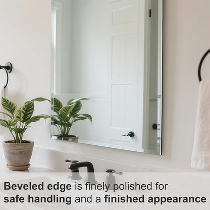 Beveled Bathroom Mirror for Wall, Rectangle Frameless Wall Mirror 16" x 12" - Image 4
