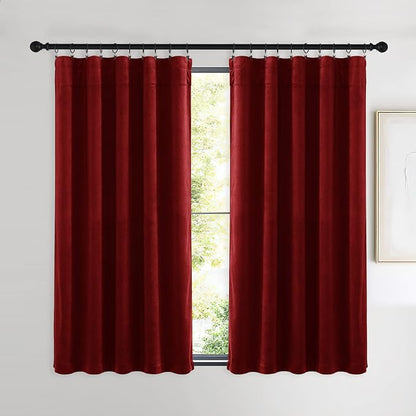 NICETOWN Red Velvet Curtains and Drapes 54 inches Long - Image 2