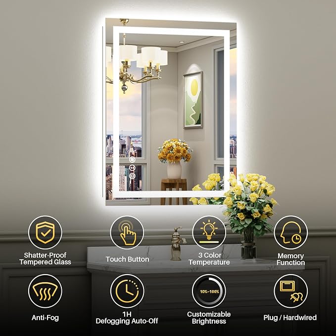 Briivue 36x32 Inch LED Bathroom Mirror - Image 2
