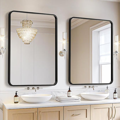 USHOWER 2-Pack Black Bathroom Mirrors Over Sink 22 x 30 Inch, Metal Frame by USHOWER