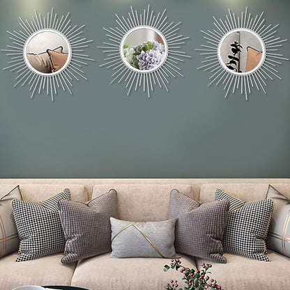 3 Pack Metal Mirrors for Wall Sunburst Wall Mirrors Home Décor Decorative - Image 6