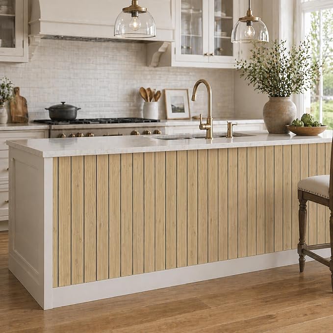 VEELIKE Tan Birch Slat Wall Panels Peel and Stick 3D Wood Grain Wall Panel - Image 7