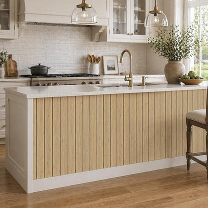 VEELIKE Tan Birch Slat Wall Panels Peel and Stick 3D Wood Grain Wall Panel - Image 7