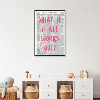 What If It All Works Out Poster Retro Newspaper Pink Font Canvas Wall Art - Image 7