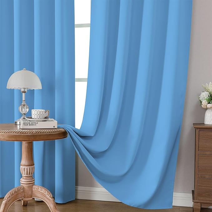 CUCRAF Light Blue Blackout Curtains 90 inch Length 2 Panels Set, Rod Pocket - Image 5