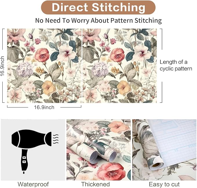 Jeweluck Floral Wallpaper Peel and Stick Vintage Floral Contact Paper Peel and - Image 6