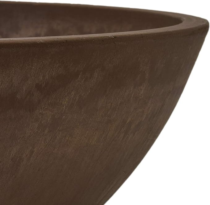 PSW Pot M25C Collection Shallow Garden Bowl Low Planter for Succulents, Bonsai, Fairy Gardens, Herbs, 10-inch, Chocolate