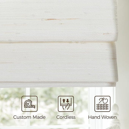 TWOPAGES Natural Woven Motorized Roman Shades, Custom Remote Control Bamboo - Image 6