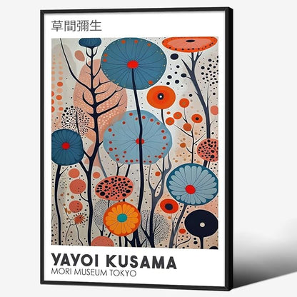 Yayoi Kusama Black Framed Wall Art 20x30in Vintage Japanese Painting Posters by Heltrappe