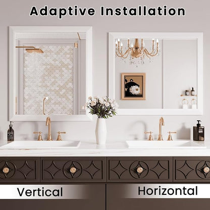 Amorho Bathroom Mirror, 30x36 Inch White Framed Bathroom Mirrors - Image 5