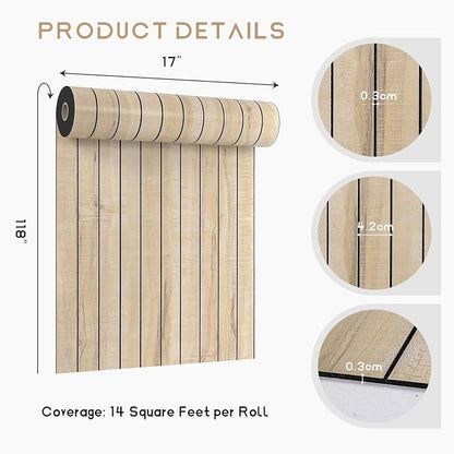 VEELIKE Sand Birch Wood Wall Panels Peel and Stick Distressed Wood Grain Slat - Image 9