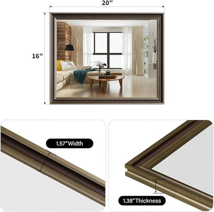 Retro Copper Effect Framed Wall Mirror, 16x20 Rectangle Mirror, - Image 4